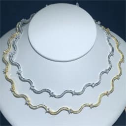 2024 New Arrived High Quality Women Choker Micro Paved 5A Cubic Zirconia CZ Wave Bar Link Chain Necklace