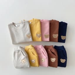 2pc Baby Boys Girls Set Autumn Little Bear Embroidery Tops Coat + Pants Suit Clothes Two-piece Newborn Spring Winter Sets Kids