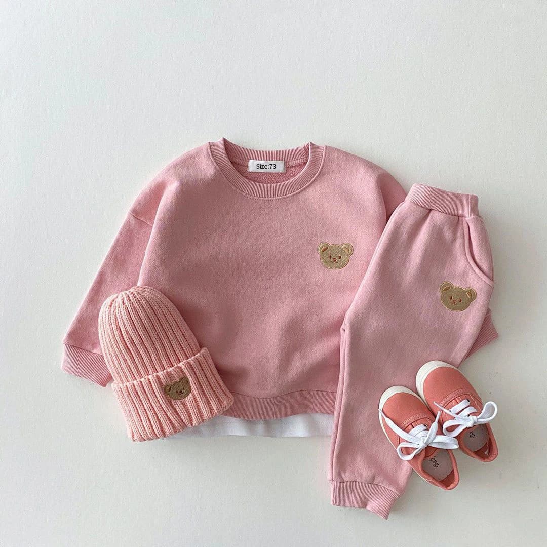 2pc Baby Boys Girls Set Autumn Little Bear Embroidery Tops Coat + Pants Suit Clothes Two-piece Newborn Spring Winter Sets Kids