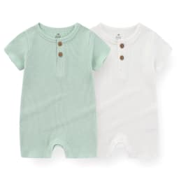 Kiddiezoom 1 PCS Fashion Four Seasons Unisex Solid Short Sleeve Baby Boy Girl Rompers 100%Cotton Soft Newborn Jumpsuit Clothes