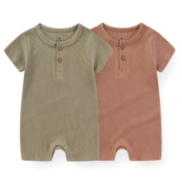Kiddiezoom 1 PCS Fashion Four Seasons Unisex Solid Short Sleeve Baby Boy Girl Rompers 100%Cotton Soft Newborn Jumpsuit Clothes
