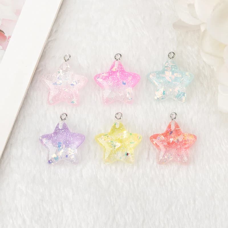 18Pcs 23*23mm Star Charms Resin Cabochons Flatback Colorful Candy For DIY Jewelry Making Hair Accessories