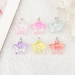 18Pcs 23*23mm Star Charms Resin Cabochons Flatback Colorful Candy For DIY Jewelry Making Hair Accessories