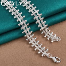 URMYLADY 925 Sterling Silver Double Row Bead Necklace For Women Wedding Party Gifts Fashion Jewelry