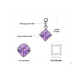 JewelryPalace Square Created Alexandrite Sapphires 925 Sterling Silver Pendant for Women Fashion Gemstone Necklace No Chain