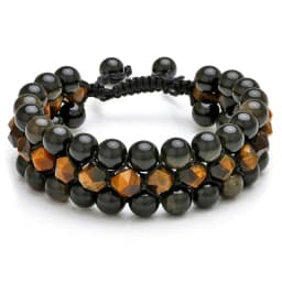 Mens 8mm Tiger Eye Stone Black Agate Bracelet Yoga Healing Crystal Bracelet Natural Beads Bracelets Braided 3 Layer Jewelry