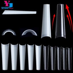 500 Pcs XXL Long C Curve Artificial False Nails Acrylic Ballerina Transparent Natural Tips Guide Capsule Max French Nails Tips