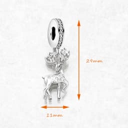 925 Sterling Silver Deer Moose Dangle Charm Pendant New Cute Lucky Women Jewelry Trendy Winter Christmas Gift