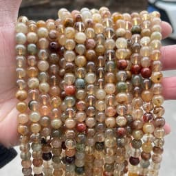 Natural Mixed Rutilated Quartz Beads Round Loose Spacer Colorful Hair Crystal Stone For Jewelry Making Diy Bracelet Accessories