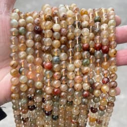 Natural Mixed Rutilated Quartz Beads Round Loose Spacer Colorful Hair Crystal Stone For Jewelry Making Diy Bracelet Accessories