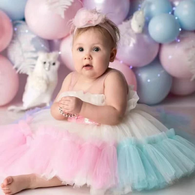 Newborn Baptism Dress For Baby Girls Princess Tutu Costume Infant 1 Year Birthday Party Dresses Toddler Girl Wedding Clothes