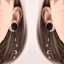 Doearko 2pcs Stainless Steel Chain Tassel Dangle Resin Ear Plugs And Tunnels Body Piercing Jewelry Ear Gauges Expander