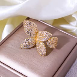 New Fashion Luxury Cubic Zirconia Women's Rings Oversized Butterfly Flower Rings for Women Open Resizable Female Engagement Ring