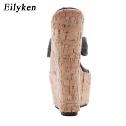 Eilyken Sexy Super 18CM High Heels Platform Wedges Peep Pinch Toe Slippers Women Sandals Mules Shoes