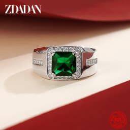 ZDADAN 925 Sterling Silver Blue Green Crystal Adjustable Ring For Women Men Fashion Party Jewelry Gift