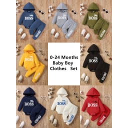 3-24 Months Newborn Baby Boy Clothing Suit Long Sleeve Hooded Romper+Pants Spring&Autumn Sports Style Toddler boy 2PCS Clothes