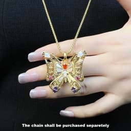 Detailed Golden Butterfly Pendant Brand New 925 Sterling Silver Jewelry Europe Accessorie Trendy Gift For Woman