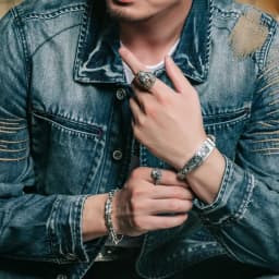 HX New Silver Color Handmade Bracelet Male Domineering Dragon Head Fashion Retro Versatile Temperament Versatile Accessories