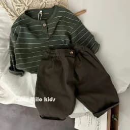Korean Children's Striped T-shirt 2024 Spring Boys and Girls' Long Sleeve T-shirt Bottom Shirt Baby Loose Top