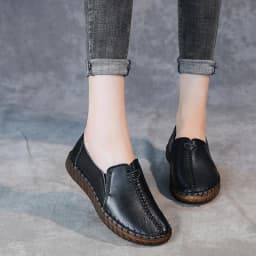 Real Leather Cutout Sandals Ladies White Ballet Flats Woman Slip On Loafer Women's Hospital Comfy Nurse Shoes Mother Flat Sandal