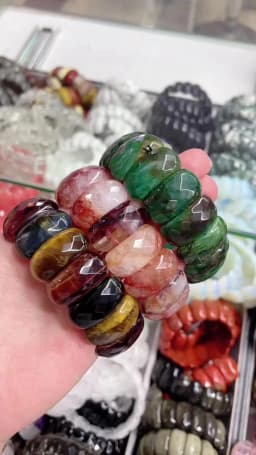 Wholesale 12X24mm Cut Natural Stone Agate Crystal Energy Stone Bracelet Single Layer Hand Sign Men's and Women's Fashion Jewelry