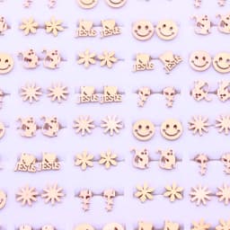 20Pairs/Lot Small Stainless Steel Letter Stud Earrings For Women Girls Piercing Ear Jewelry No Fade
