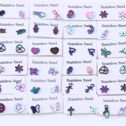 20Pairs/Lot Small Stainless Steel Letter Stud Earrings For Women Girls Piercing Ear Jewelry No Fade