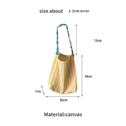 Contrast Color Women's Stripe Shoulder Bags Simple Canvas College Girls Book Tote Shopping Bag Casual Female Travel Handbags