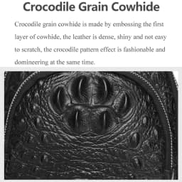 SCHLATUM 100% Cowhide Leather Men Crocodile Grain Fashion Black Multifunctional Leather Chest Bag