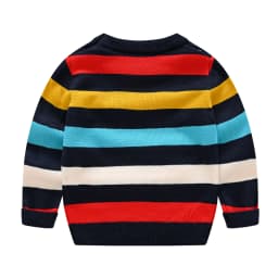 Spring and Autumn New Style 1-8 Year Old Boys and Girls Striped Fashion Versatile Round Neck Knitted Sweater