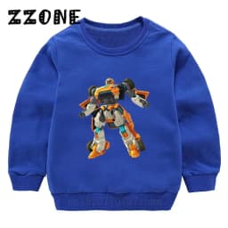 Kids Sweatshirts Tobot Evolution Transformer Robot Car Print Funny Children Hoodies Casual Baby Pullover Tops Girls Boys Clothes