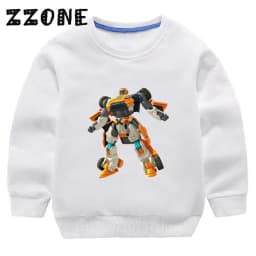 Kids Sweatshirts Tobot Evolution Transformer Robot Car Print Funny Children Hoodies Casual Baby Pullover Tops Girls Boys Clothes