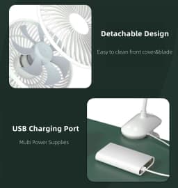KASYDoFF USB Stroller Fans Power Bank Fan Clip Fan Portable with 4 Gears Quiet Clip on Mini Table Fan 720° Rotatable Battery Fan