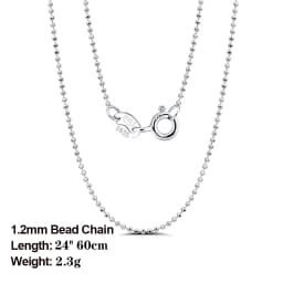 Rinntin Handmade 925 Sterling Silver Fashion 1.2mm Ball Bead Chain Necklace 40/45/50/55/60cm for Women Chain Jewelry Gift SC24