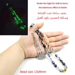 Luminous Tasbih bracelet Blue resin Muslim misbaha Eid Gift islamic accessories masbaha turkish jewelry 33 prayer beads bracelet