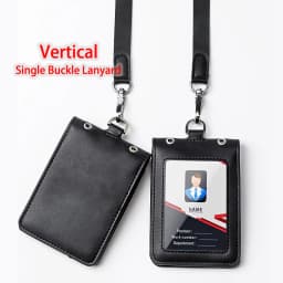 Reporter Police Badge ID Credit Card Holder Real Leather Business Name Tag Chest Card Pouch with Neck Lanyard Staff Supplies