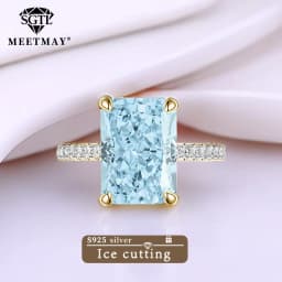 S925 Sterling Silver Tanzanite Blue Zircon Sparkle 5A Good Quality Ice Cut High Carbon Diamond Ladies Ring Fine Jewelry Women