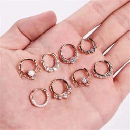 1Pc 16G 316L Stainless Steel Septum Nose Rings,CZ Cartilage Tragus Helix Daith Hoop Earring Hypoallergenic Piercing Jewelry