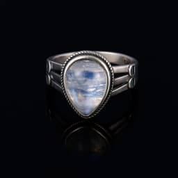 Round Oval Big Natural Moonstones Rings Women's Silver Plated Rings Gifts Vintage Fine Jewelry