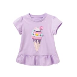 Jumping Meters New Arrival Ice Cream Embroidery Hot Selling Cotton Summer Girls Tshirts Baby Clothes Children's Tees Tops