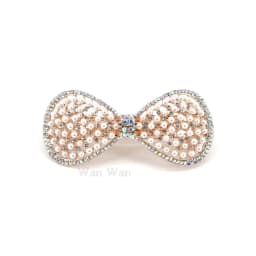 Women's White Hair Clip Korean Version Simulated Pearl Spring Hairpin Bow Hair Accessories Hollow Rhinestone Bride Headpiece