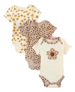  3PCS Summer Baby Girls Three Piece Bodysuit Animal Kingdom and Elephant Letter Pattern Short Sleeve Bodysuit Mother's Day Gif
