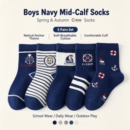 5 Pairs Baby Crew Socks Spring Autumn Cotton Socks Kids Boys Striped Socks Children's Sport Socks