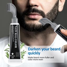Natural Men's Black Beard Dye Shampoo 5 Minutes Fast Darken Hair Dye Cream Cover White Grey Permanent Beard Care Tint Cream