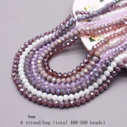 6mm Glass Beads Plating Color 6 Strands/bag 480pcs Rondelle Faceted Glass Beads Loose Spacer Beads For Jewelry Making DIY