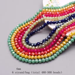 6mm Glass Beads Plating Color 6 Strands/bag 480pcs Rondelle Faceted Glass Beads Loose Spacer Beads For Jewelry Making DIY