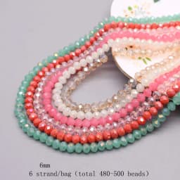 6mm Glass Beads Plating Color 6 Strands/bag 480pcs Rondelle Faceted Glass Beads Loose Spacer Beads For Jewelry Making DIY