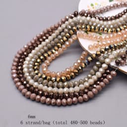 6mm Glass Beads Plating Color 6 Strands/bag 480pcs Rondelle Faceted Glass Beads Loose Spacer Beads For Jewelry Making DIY