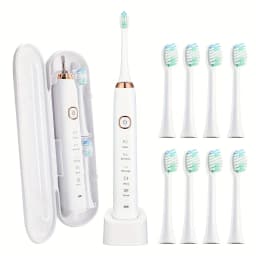 USB Rechargeable Electric Toothbrush Automatic Toothbrush for Adults with 5 Modes and 8 Replacement Brush Heads