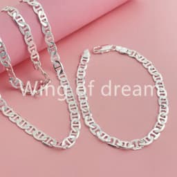 45-60CM 925 Sterling Silver 6MM Men's Necklace Bracelet Set Luxury Quality Jewelry Wholesale Accessories